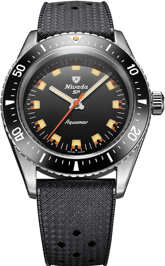Nivada Grenchen 32068A01 Aquamar Black On Rubber Strap - Exquisite