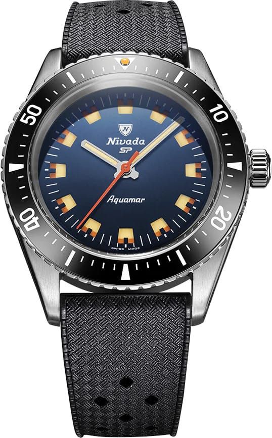 Nivada Grenchen 32074A01 Aquamar Blue On Rubber Strap - Exquisite