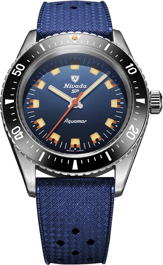クライマー Nivada Grenchen 32074A24 Aquamar Blue On Rubber Strap - Exquisite