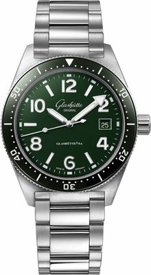 Glashütte Original 1-39-11-13-63-70 SeaQ Reed Green Dial On Bracelet with Exhibition Caseback