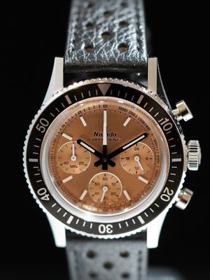 Nivada Grenchen 87043Q10 Chronoking Salmon Dial on Strap