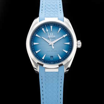 Omega 220.12.41.21.03.008 Seamaster Aqua Terra 150M Co-Axial Master Chronometer Summer Blue On Strap
