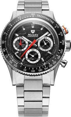 Nivada Grenchen 87048Q20 Chronoking Mecaquartz Racing Black On Bracelet Flat Link