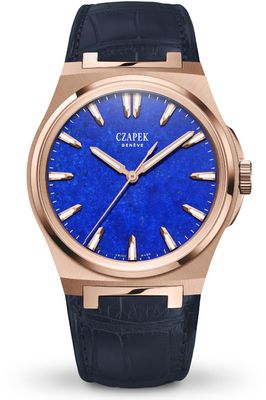 Czapek Antarctique Mount Erebus Rose Gold Lapis Lazuli on Alligator Leather Strap