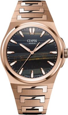 Czapek Antarctique Mount Erebus Rose Gold Falcon Eye on Bracelet