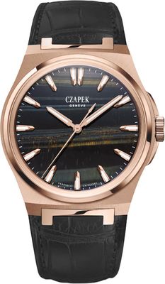 Czapek Antarctique Mount Erebus Rose Gold Falcon Eye on Alligator Leather Strap