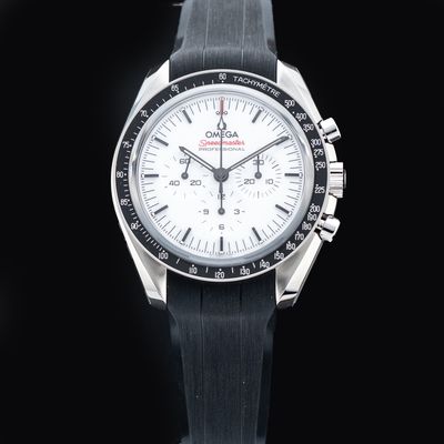 Omega 310.32.42.50.04.001 Speedmaster Moonwatch Professional White Dial On Rubber Strap
