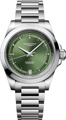 Longines L3.430.4.07.6 Conquest Sunray Green Dial on Bracelet