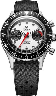 Nivada Grenchen 85241M01 Chronomaster Panda 41mm on Rubber Tropic Strap
