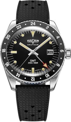Vulcain 680174A07.BAR200 Skindiver GMT Black Luminova Beige