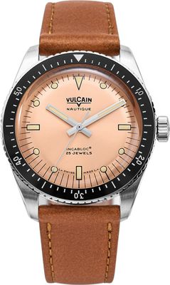 Vulcain 660170B87.BAC207 Skindiver Nautique Salmon Beige Luminova