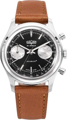 Vulcain 640109A00.BAC207 Chronograph 70's Black & Silver