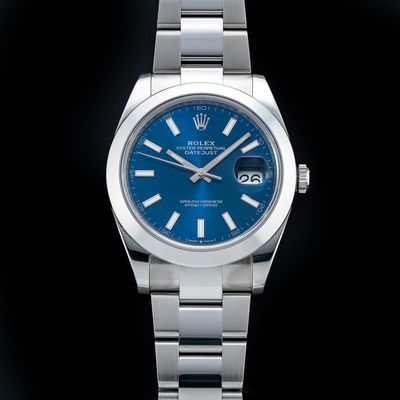 Rolex Datejust 41 Smooth 126300-0001 Blue Dial Stainless Steel Oyster