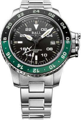 Ball Engineer Hydrocarbon AeroGMT II Black Dial Green Bezel