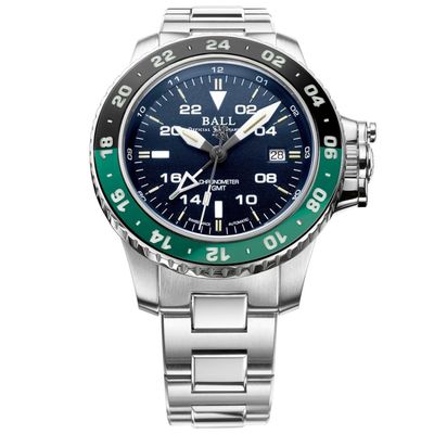 Ball Engineer Hydrocarbon AeroGMT II Blue Dial Green Bezel
