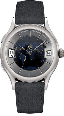 Laurent Ferrier Classic Traveller Globe Night Blue White Gold Champlevé Blue Enamel Centre