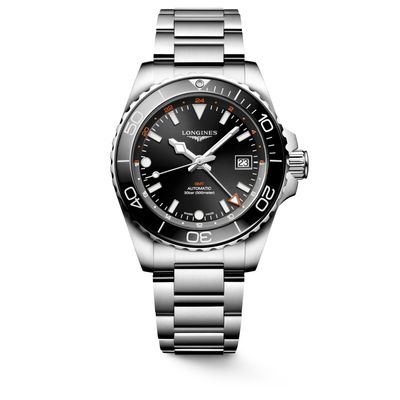Longines Hydroconquest L3.790.4.56.6 GMT Sunray Black Dial on Bracelet