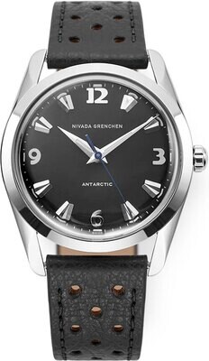 Nivada Grenchen 35002M40 Antarctic 35mm Black White Luminova on Black Racing Strap