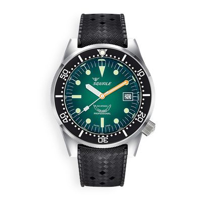 Squale 500m 1521 Green Ray on Rubber Strap