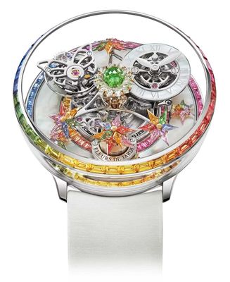 Jacob & Co. Fleurs De Jardin White Gold Rainbow Baguette Sapphires on Strap