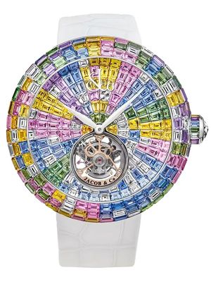 Jacob & Co. Brilliant Flying Tourbillon Arlequino Pastel White Gold on Strap