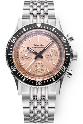 Nivada Grenchen 87043Q04 Chronoking Salmon Dial on Bracelet