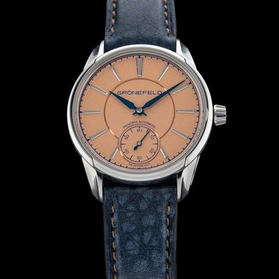 Grönefeld 1941 Principia Automatic Stainless Steel Salmon Dial 41126