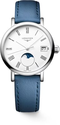 Longines L4.330.4.11.2 Elegant Collection Moonphase White Dial on Strap
