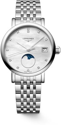 Longines L4.330.4.87.6 Elegant Collection Moonphase White Dial on Bracelet