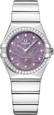 Omega 131.15.28.60.60.001 Constellation Purple Dial Steel and Diamonds 28mm