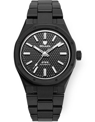 Nivada Grenchen 68004A77 F77 Black Ceramic Braided on Bracelet
