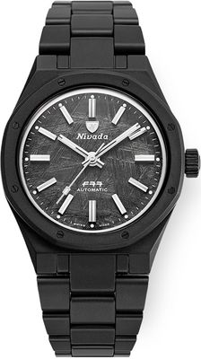 Nivada Grenchen 68020A77 F77 Black Ceramic Meteorite on Bracelet