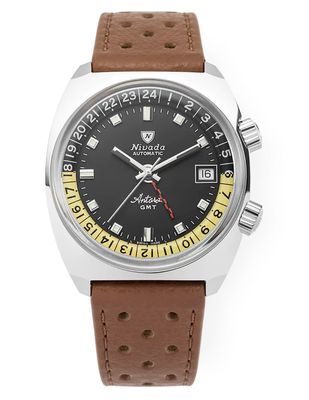 Nivada Grenchen 32043A23 Antarctic GMT Black Brown Racing Strap