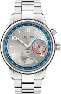 NOMOS Glashütte Club Sport Neomatik Worldtimer Silver