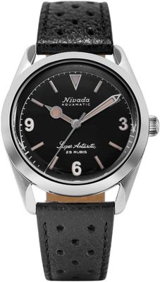 Nivada Grenchen 32032A10 Super Antarctic 3.6.9 Black Racing Leather Small Holes