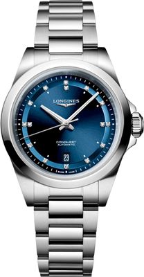 Longines L3.320.4.97.6 Conquest Blue Dial on Bracelet