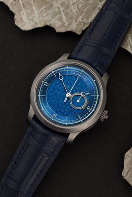 J.N. Shapiro Infinity Tantalum Guilloched and Blued Zirconium Dial
