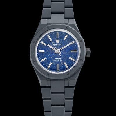 Nivada Grenchen F77 Black Ceramic Lapis Lazuli on Bracelet 68022A77