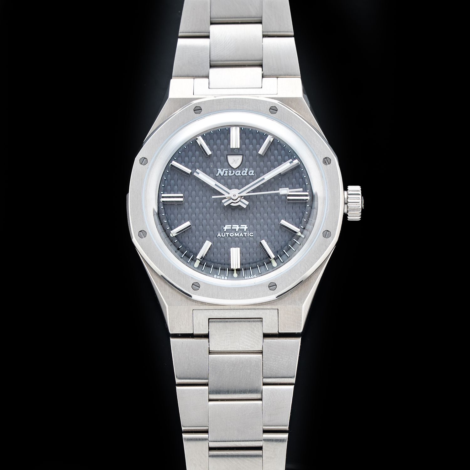 Nivada Grenchen F77 Anthracite Titanium On Bracelet 68006A77