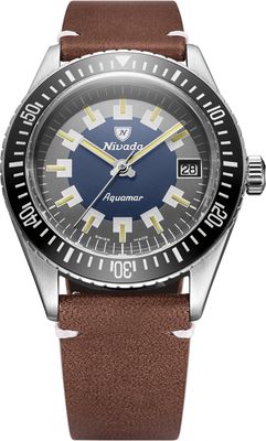 Nivada Grenchen Aquamar Vintage On Brown Strap 32062A14