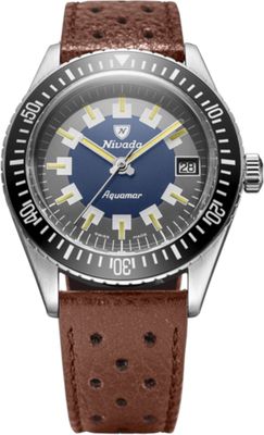 Nivada Grenchen Aquamar Vintage On Brown Racing Strap 32062A23