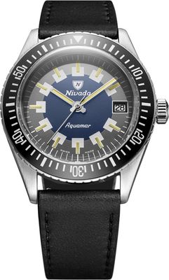 Nivada Grenchen Aquamar Vintage On Black Strap 32062A17