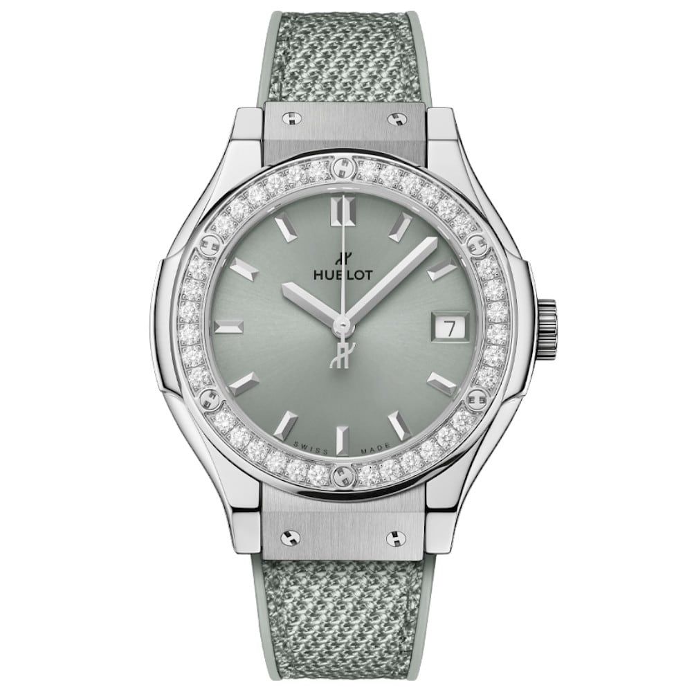 Hublot Classic Fusion Titanium Sage Green Diamonds 33mm 581.NX