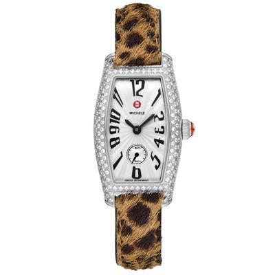 Michele Women's Special Edition Coquette Diamond Stainless Steel Leopard Print Pony Hair Watch, MWW08B000284