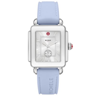 Michele Women's Deco Sport Mid Stainless Steel Pastel Blue Silicone Watch, MWW06H000006