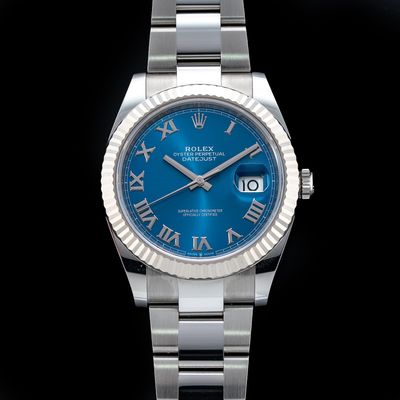 Rolex Datejust 41 Blue Roman Dial Fluted Bezel M126334-0025