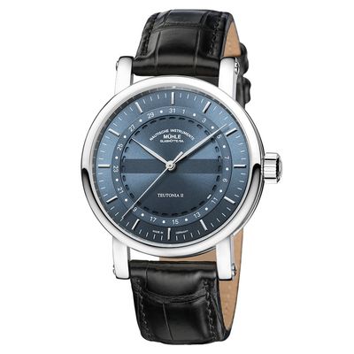 Mühle Glashütte Teutonia Ii Ring Date On Black Leather Strap