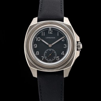 Longines L2.838.1.53.2 Pilot Majetek Black Dial on Strap