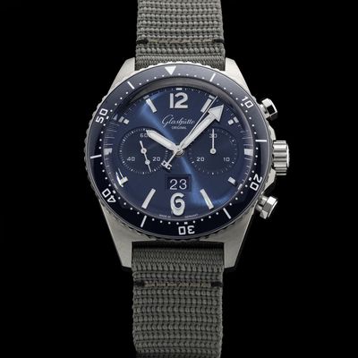 Glashütte Original SeaQ Chronograph Blue Dial on Grey Strap 1-37-23-02-81-34