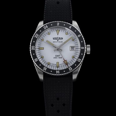 Vulcain 680174A57.BAR200 Skindiver GMT White Luminova Beige